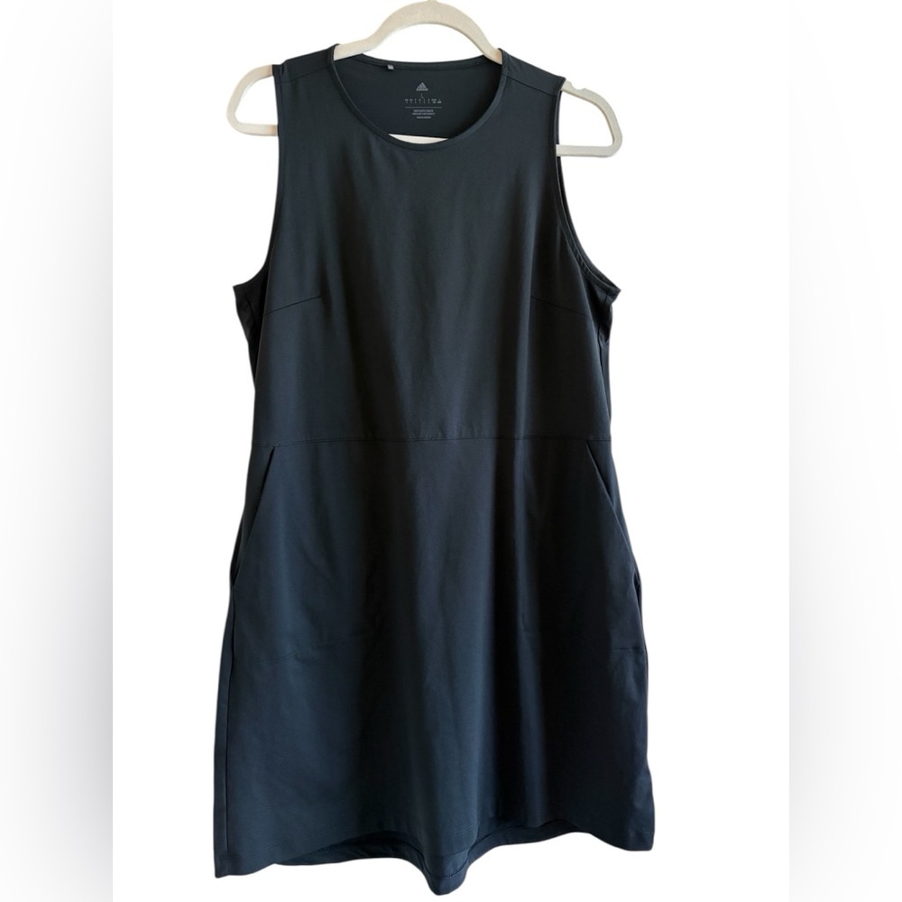 Adidas Black Sleeveless Sport Dress with Elastic Drawstring Waist Sz L